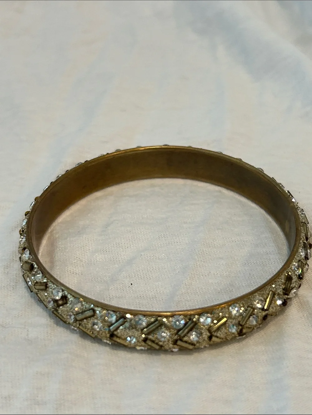 Gold-Tone Crystal Pave Bangle Bracelet - Elegant Womens Jewelry